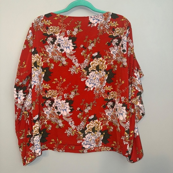 EUC Robert Rodriguez for Barneys New York Floral Butterfly Sleeve Top Size Small - Picture 7 of 8